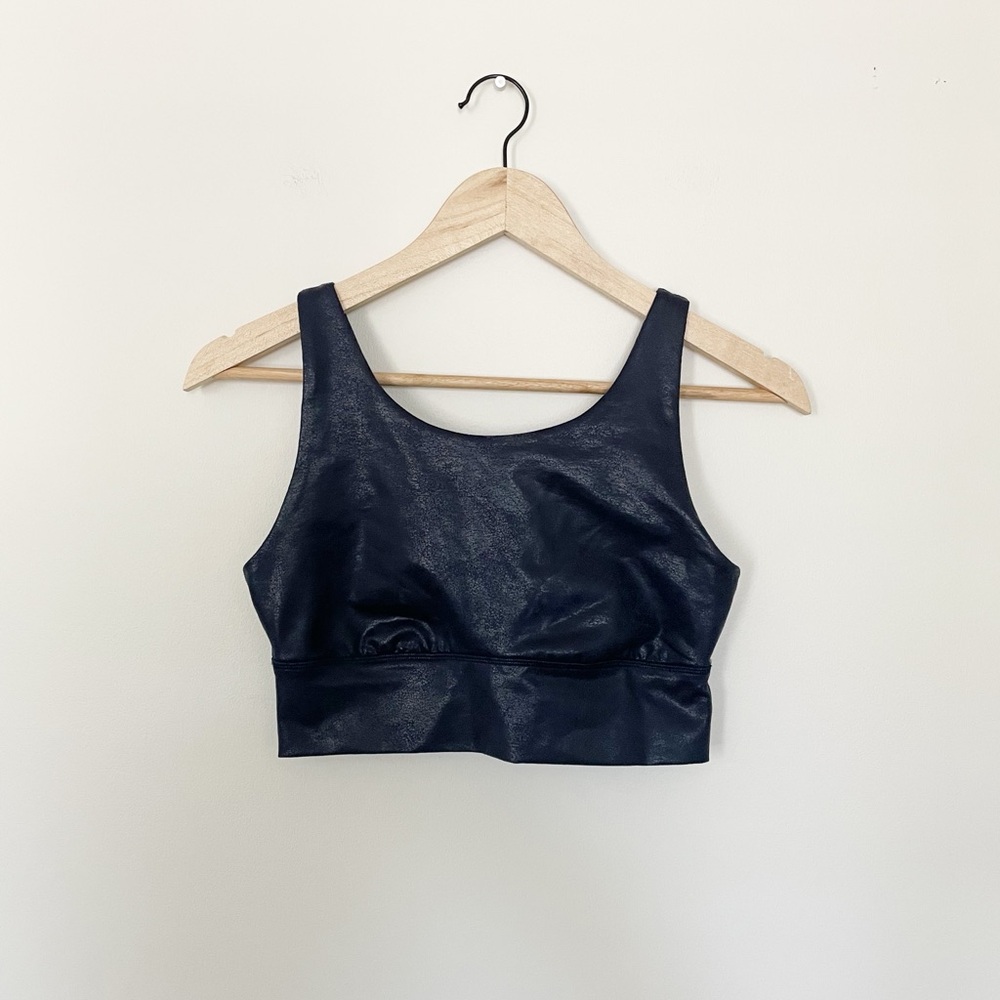 Offline by Aerie Navy Blue Hugger Crackle Long Line Sports Bra